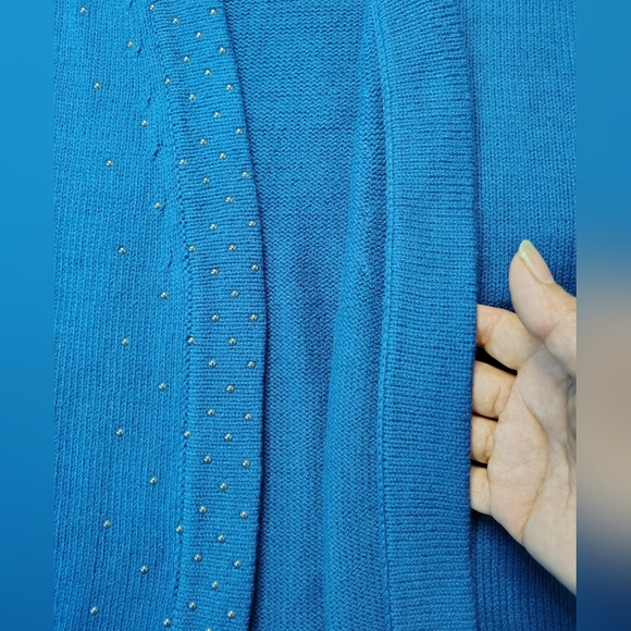 Ann Taylor women's Cardigan knitted,silver studs, oversized,cotton blend sz S. - Picture 13 of 16